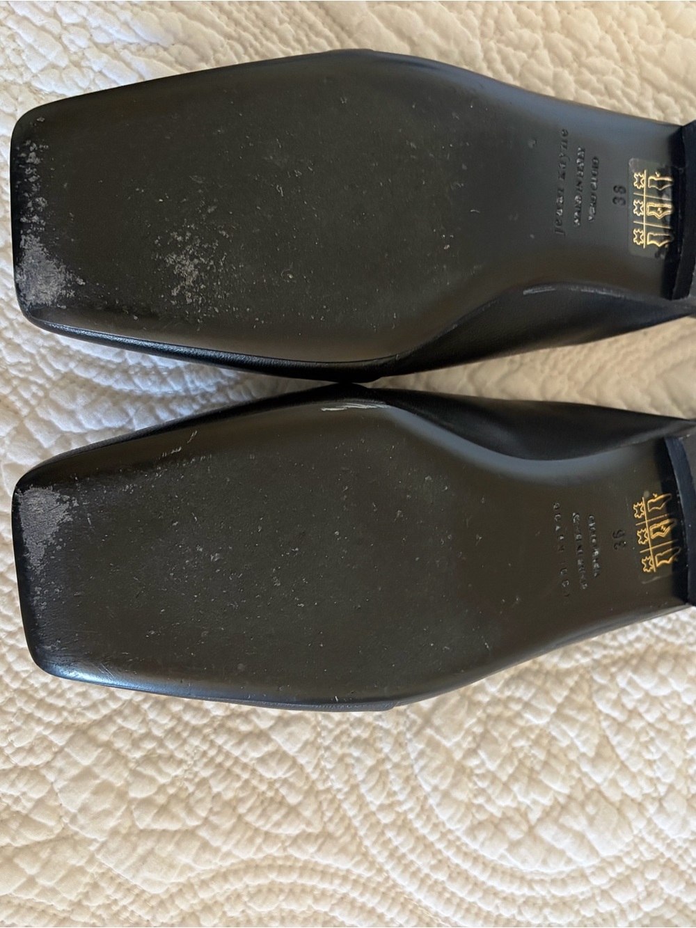 Jenni Kayne Mia Black Square-Toe Leather Flats Mules Shoes - Picture 6 of 6